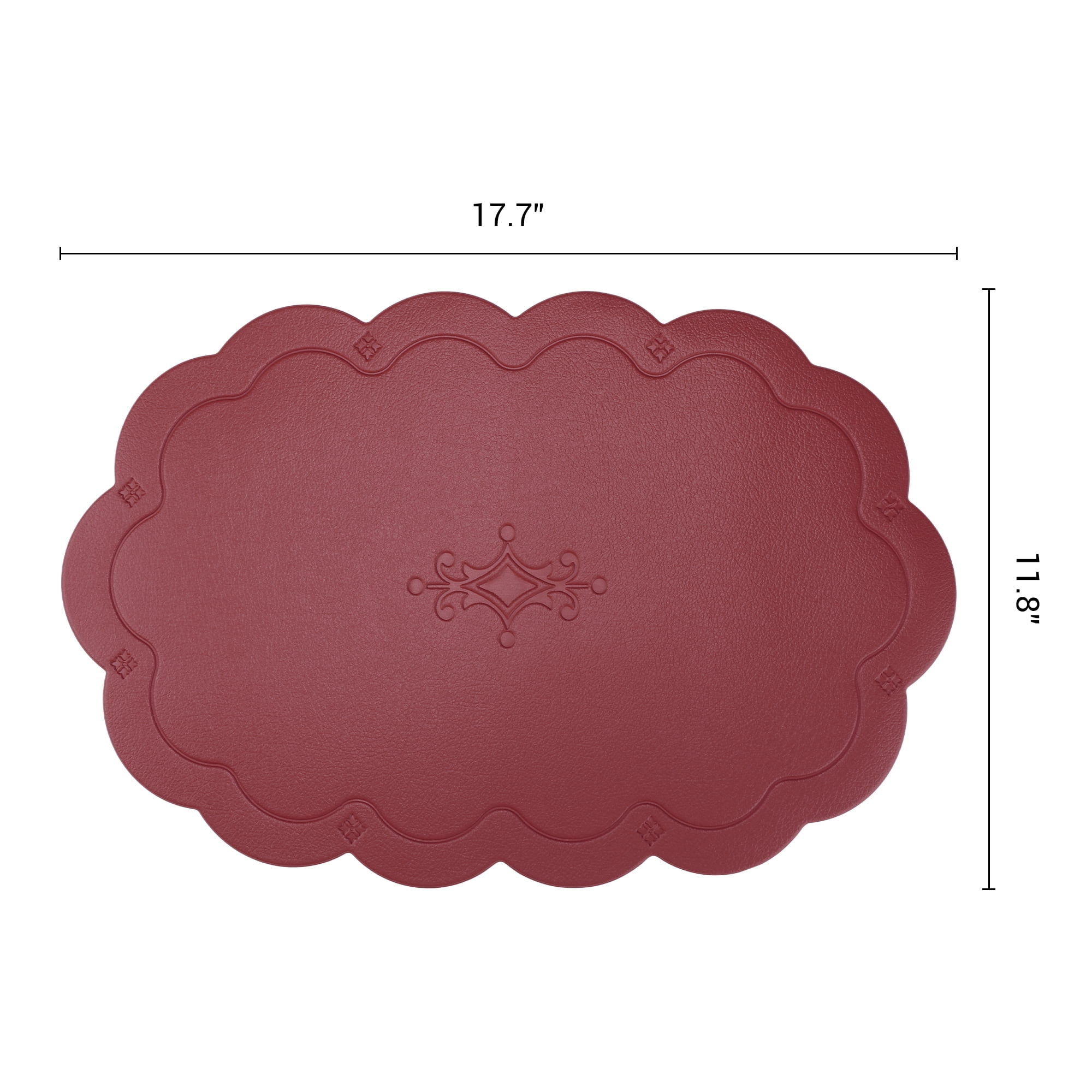 Unique Bargains Set of 6 Leather Waterproof Placemats for Kitchen Dining Table Wine Red