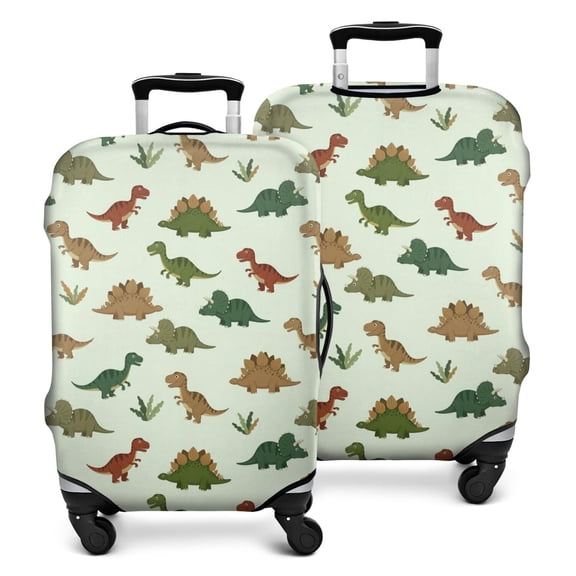 Light Green Dinosaurs Plants Pattern Luggage Cover Fashion Suitcase Cover Baggage Covers Fit 25-28 Inch Luggage (Go Travel)