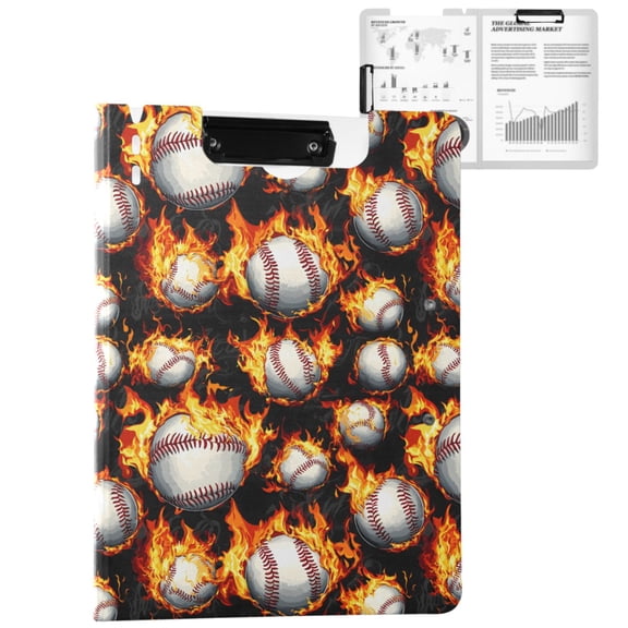 ALAZA Baseball with Fire A4 Foldable Clipboard 360 Degree Folder Binder