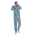 thumbnail image 3 of Odeerbi Christmas Onesie Pajamas for Family Holiday Sleep Jumpsuit Long Sleeve Family Christmas Pajamas Matching Sets Dad Fashion Printed Hooded Jumpsuit Sleepwear PJs Set Blue, 3 of 5