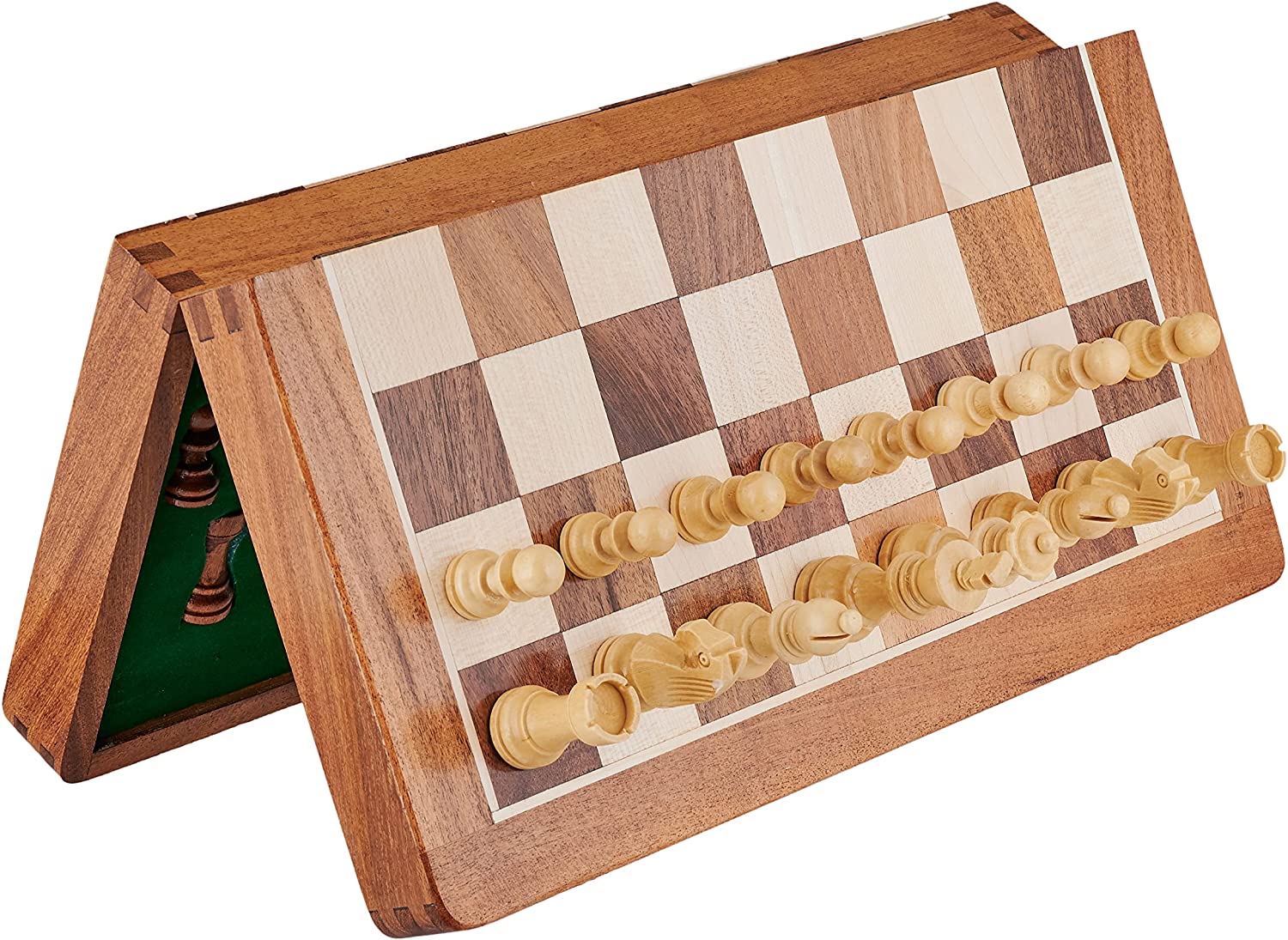 14 Inch Large Wood Magnetic Chess Set with Storage - Folding Wooden Travel Chess Board Game with Chessmen Storage - Handmade Tournament Chess Set - Best Strategy Educational Toy for Adults Teens - image 3 of 9