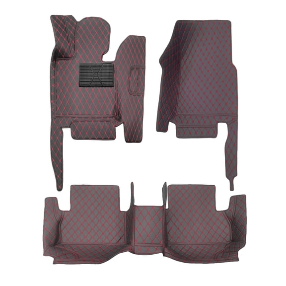 Leadwolf Car floor mats for VW for VolksWagen Jetta 2011–2018 A6 Leather Carpet Protection waterproof Car Liners All Weather Black and Red 3pcs