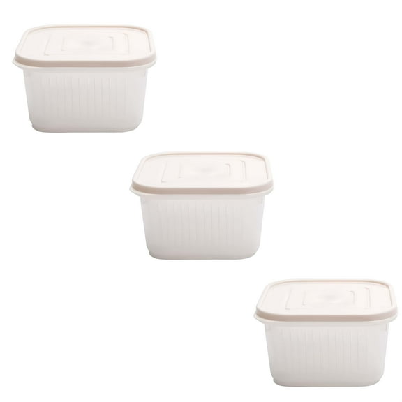 3 Pack Food Storage Containers Set, Square Sealed Boxes for Fresh Fruits