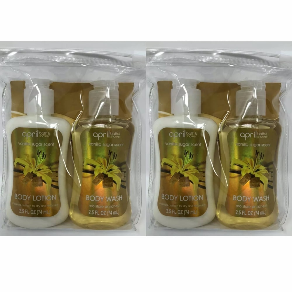 April Bath & Shower Vanilla Sugar Scent Body Wash And Lotion Combo