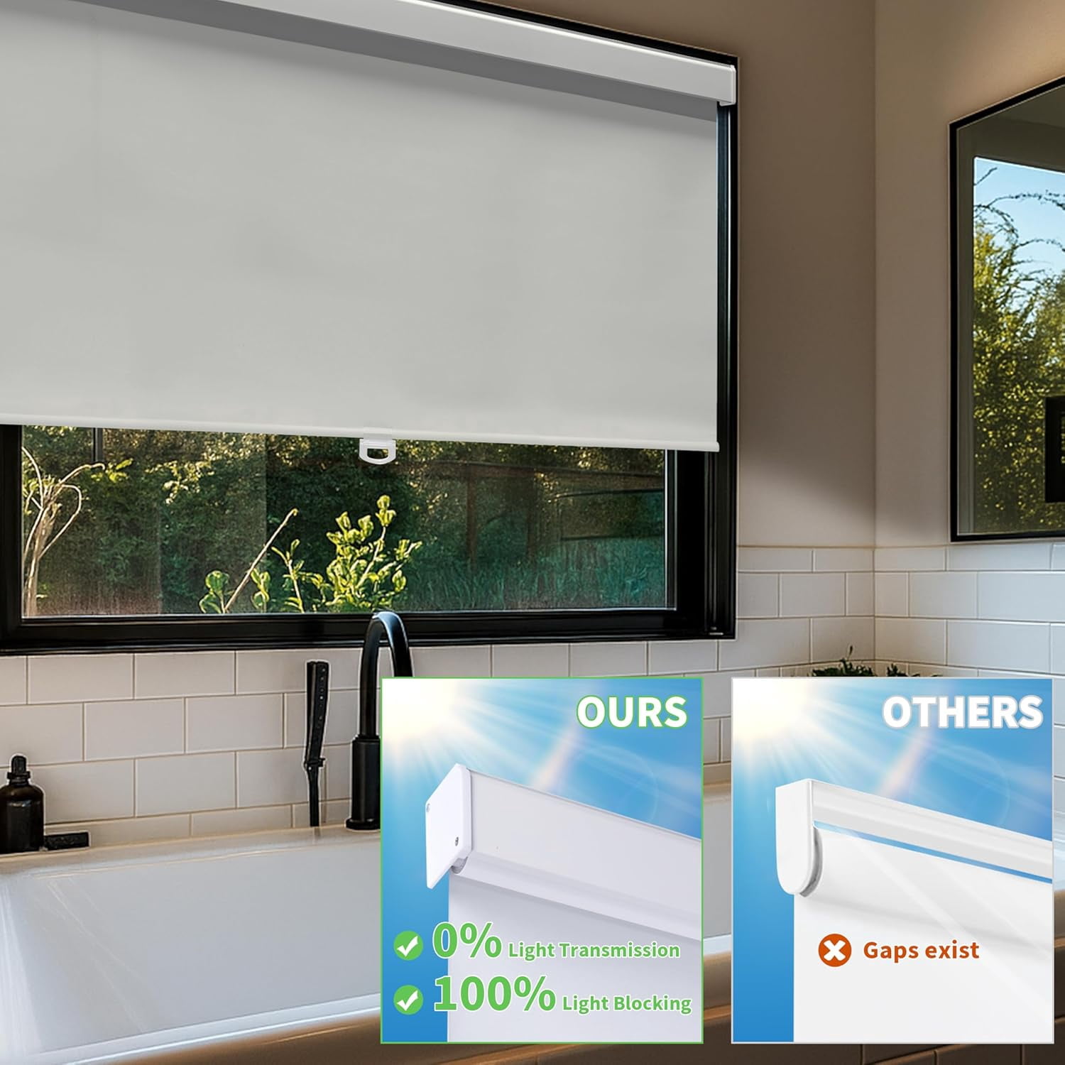 ShadeMart Cordless Blackout Roller Shades, Thermal Insulated & UV Blocking Fabric, Easy Pull-Down Window Blinds for Home & Office, Room Darkening & Energy Efficient(68" W x 72" H, Grey)