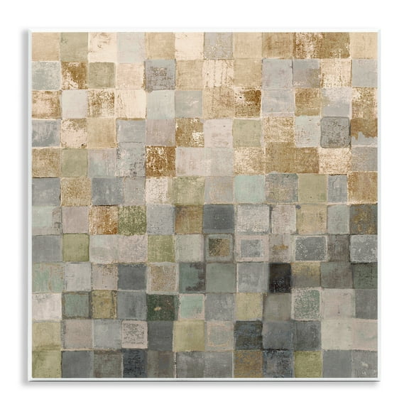 Stupell Industries Alternating Beige & Grey Squares Abstract Painting Unframed Art Print Wall Art, 12 x 12