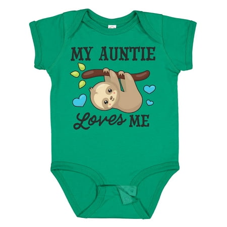 

Inktastic My Auntie Loves Me with Sloth and Hearts Gift Baby Boy or Baby Girl Bodysuit