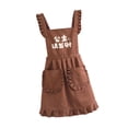 thumbnail image 1 of Retro Ruffle Apron with Front Pockets Fancy Dress Home Cafe Kitchen Women Aprons Marrón, 1 of 9