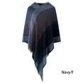 thumbnail image 4 of Qarigey Poncho de invierno para mujer, chal a rayas, fiesta de moda, vacaciones, fiesta en la playa, accesorios para fotos, bufanda con dobladillo Abrigos y chamarras Azul oscuro, 4 of 6