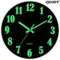 thumbnail image 2 of QKURT Modern Night Light Wall Clock, 10 Inch Silent Non-Ticking Quartz Wall Clocks, Glow in The Dark Battery Operated Decorative Wall Clock for Bedroom, Kitchen, Living Room, 2 of 9