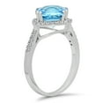 thumbnail image 2 of Dazzlingrock Collection 14K Cushion Cut Blue Topaz & Round Cut White Diamond Bridal Halo Engagement Ring, White Gold, Size 4.5, 2 of 8