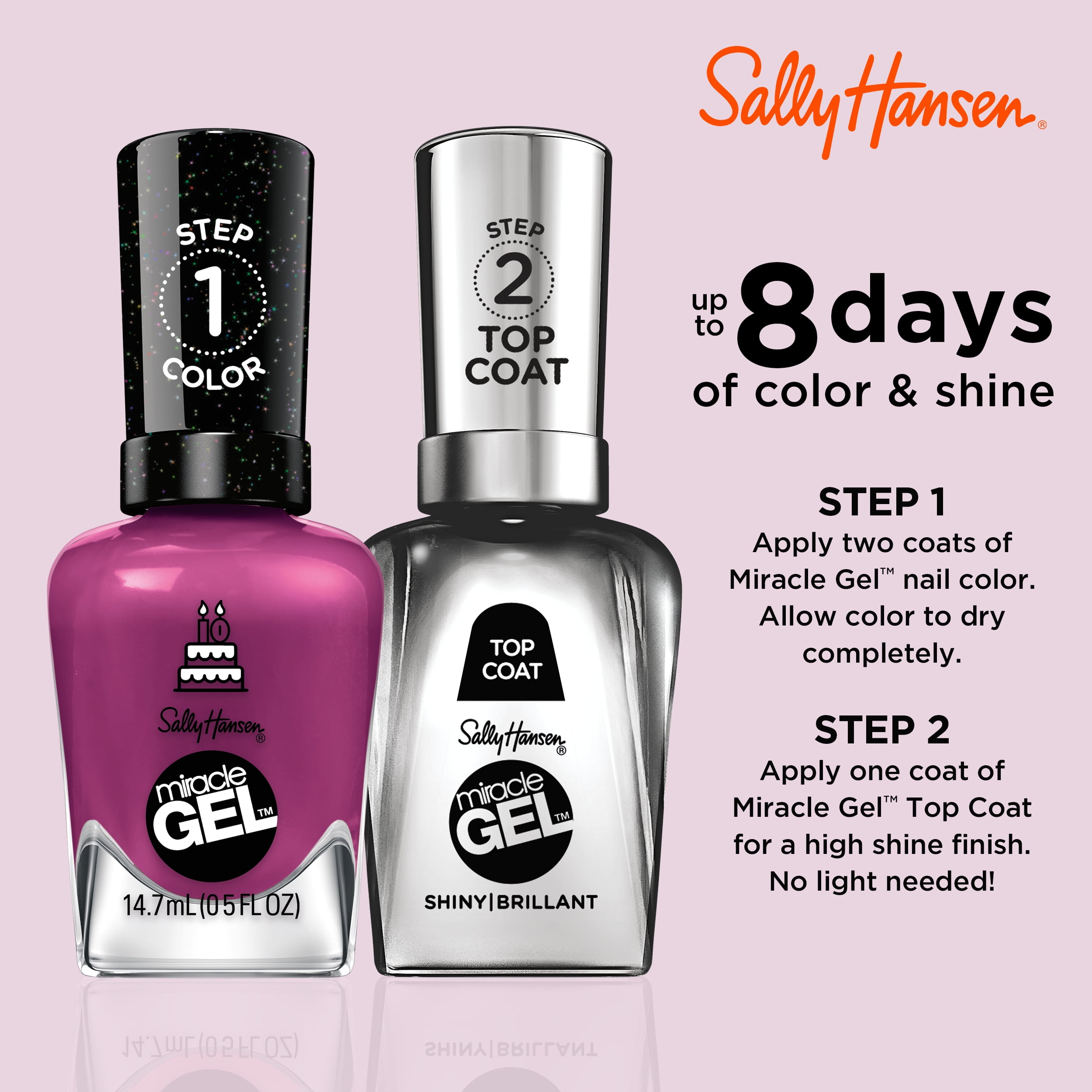 Sally Hansen Miracle Gel Nail Polish, 533 Brewberry, 0.5 fl oz, No UV Lamp Needed