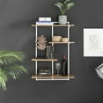 thumbnail image 2 of Danya B. Rhodes 4 Tier Modern Floating Windowsill Wall Shelf Unit with White Metal Frame and Light Walnut MDF Shelves, 2 of 11