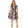 thumbnail image 1 of GRACE & GRANDEUR Robe Fleurie à Manches Courtes à Col en V Profond pour Femme Grande Taille, 1 of 6