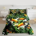 thumbnail image 2 of jejeloiu Tropical Bird Animal Queen Comforter Set,Green Botanical Monstera Leaf Bedding Comforter Set For Teens Reversible 3-Piece, 2 of 8