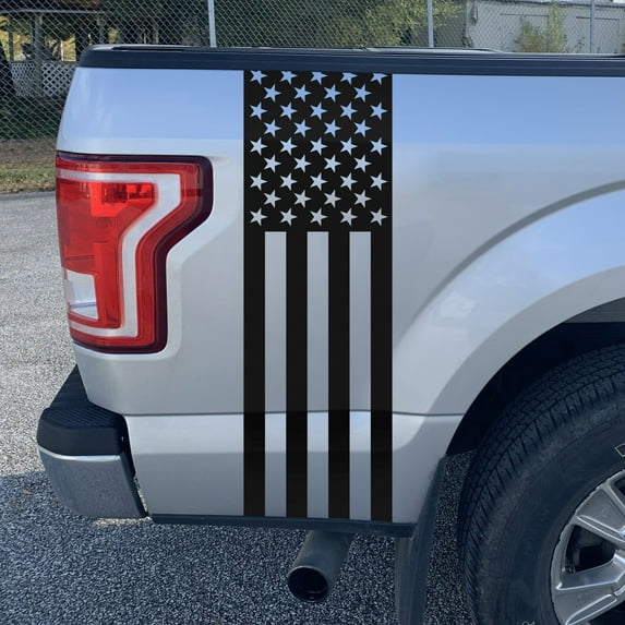 Red Hound Auto Truck Bed Stripe Hash Marks Vinyl US Flag Decal 10 inch Wide Stickers Universal Fit All Weather Both Sides Left and Right Premium Long Lasting Pair Set Gloss Black