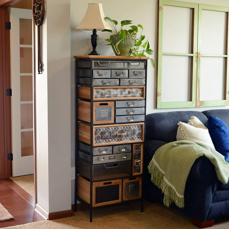 洋書 INDUSTRIAL CHIC WHW Industrial Chic Dresser, 19 Drawers and Utility Bins