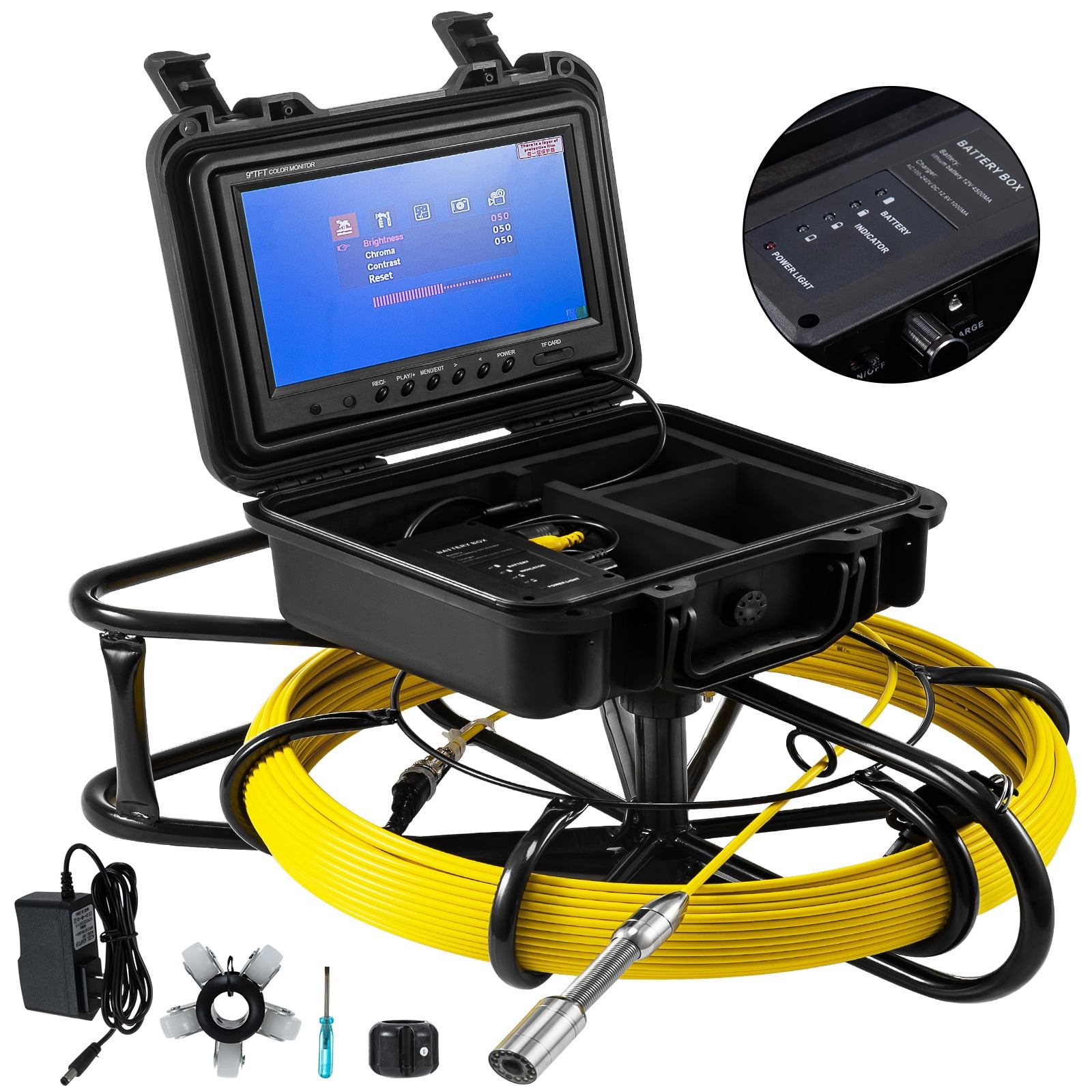 VEVOR Sewer Camera 20m/65.6ft, 4.3 in TFT LCD Monitor Screen Pipeline Inspection  Camera with DVR Function,Waterproof IP68 Pipe Camera ,6PCS LEDs Industrial  Camera with 8500MAH Lithium Battery 