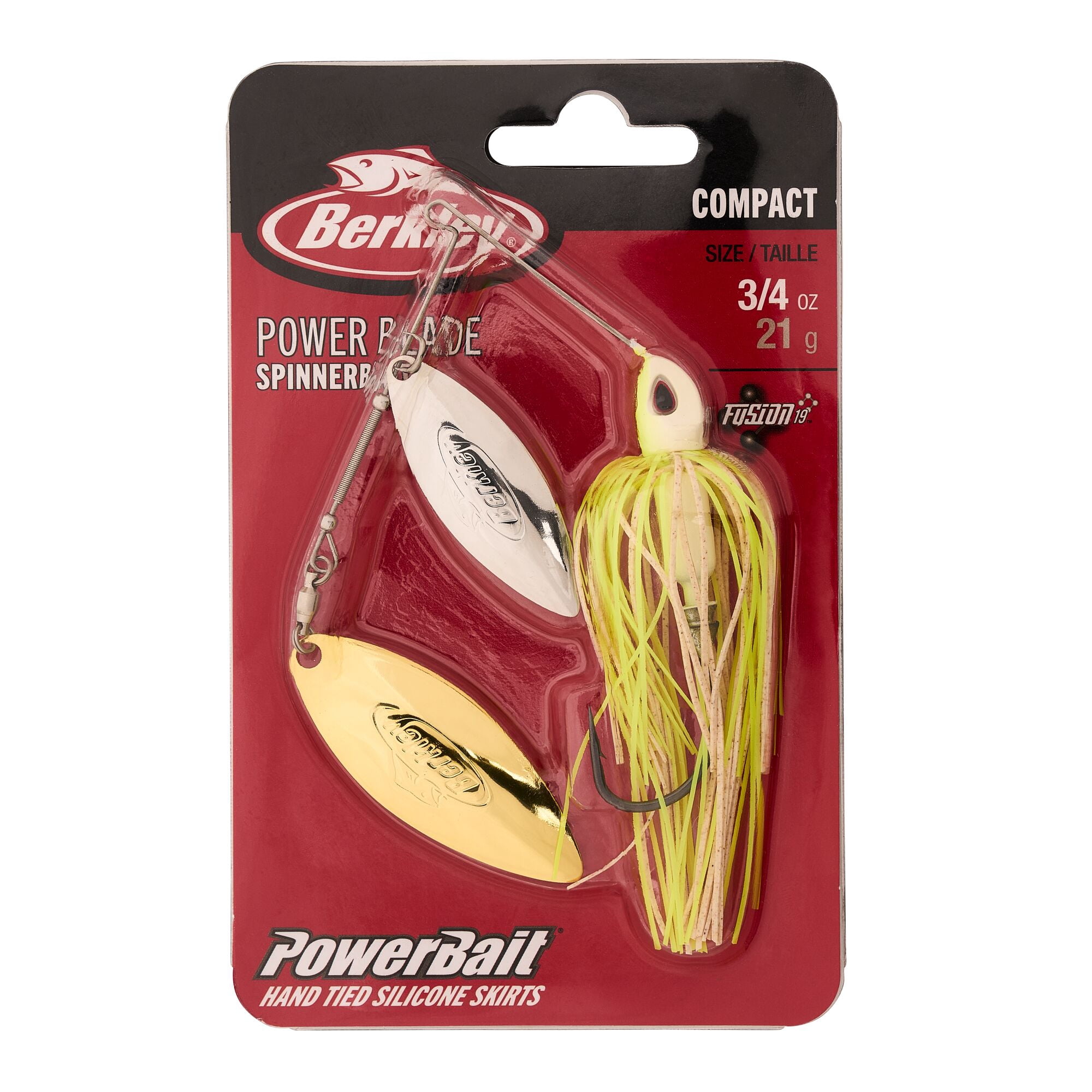 Berkley Power® Blade Compact, Spinnerbaits, White Chartreuse/Silver + Gold (1-count)