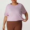 thumbnail image 2 of WXLWZYWL Plus Size Crop Tops for Women Short Sleeve Shirts Round Neck T Shirts Solid Color Lightwieght Tees, 2 of 6