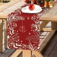 thumbnail image 4 of Christmas Table Runner Red Table Runner, Linen Holiday Table Runners 72 in Long, Holly Leaf Pine Cone Berry Christmas Runner for Table Dining Kitchen Party Rustic Christmas Decorations Indoor Home, 4 of 6