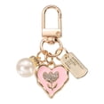 thumbnail image 1 of Encanto de llavero en forma de corazón para mujeres, llavero de bolsa de corazón lindo de metal con tulipanes y perlas para llavero de coche (Rosa/Dorado/Plata), 1 of 6