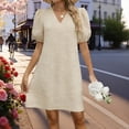 thumbnail image 2 of IROINNID Cocktail Dress for Women Wedding Guests Dresses for Women Slim Waist Dress Short Sleeve Solid Color Dress, 2 of 7