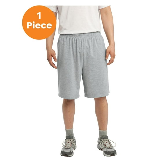 Sport-Tek ST310 Jersey Knit Shorts with Pockets , Heather Grey, 3XL, Mens Workout Shorts