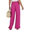 thumbnail image 5 of XFLWAM Women's Wide Leg Palazzo Pants Summer Belted High Waist Flowy Pants Casual Loose Business Trousers Beach Travel Vacation Clothes, 5 of 6