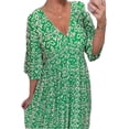 thumbnail image 3 of Vestido largo cruzado con cintura con cuello en V y estampado informal,Vestido de verano con vestido de manga 3/4,Vestido cruzado floral, 3 of 5