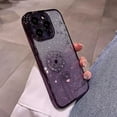 thumbnail image 4 of Plating Gradient Glitter Dandelion Bling Diamond Soft Case for iPhone Compatible with iPhone 14 Pro, Silver, 4 of 9
