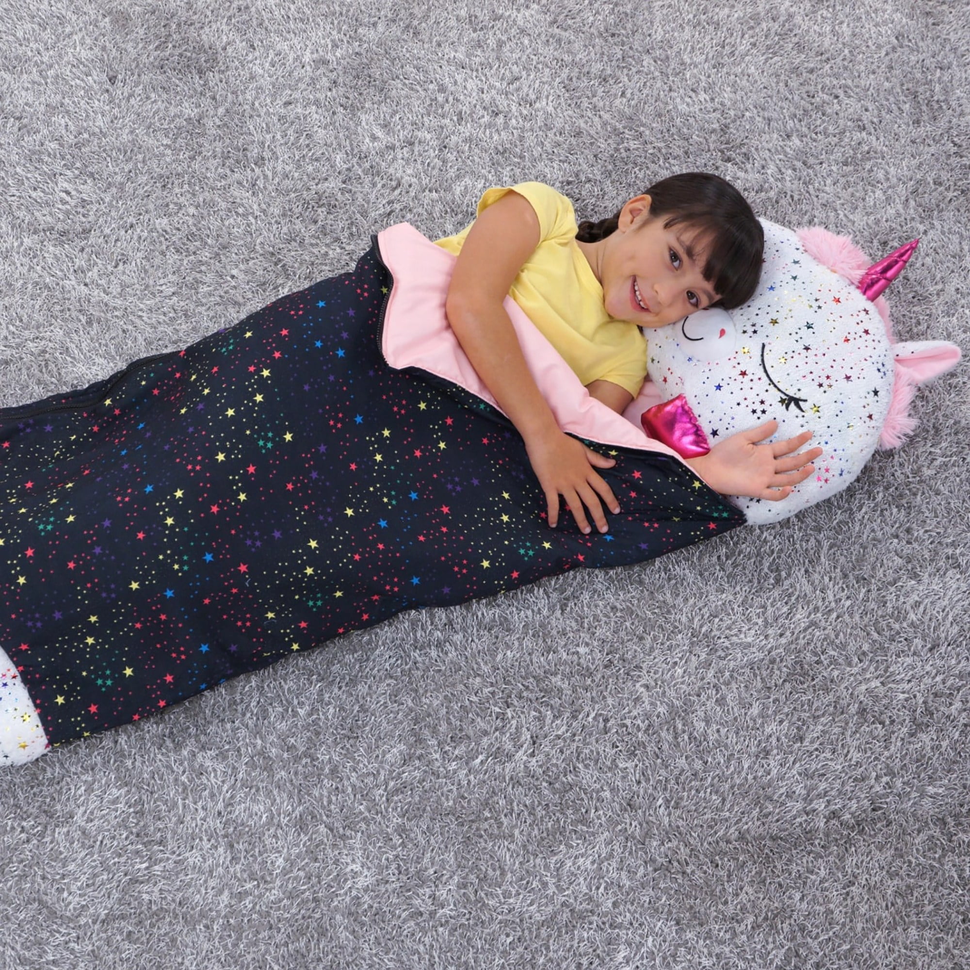 Happy Nappers: Pillow & Sleepy Sack: Medium - Shimmer Unicorn - 54 x 20", 2-In-1: Plush Animal Opens To Sleeping Bag, Soft Play & Nap Character, Kids 3+