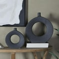 thumbnail image 2 of CosmoLiving by Cosmopolitan 15", 10"H Round Donut Shaped Black Ceramic Vase, Set of 2, 2 of 7