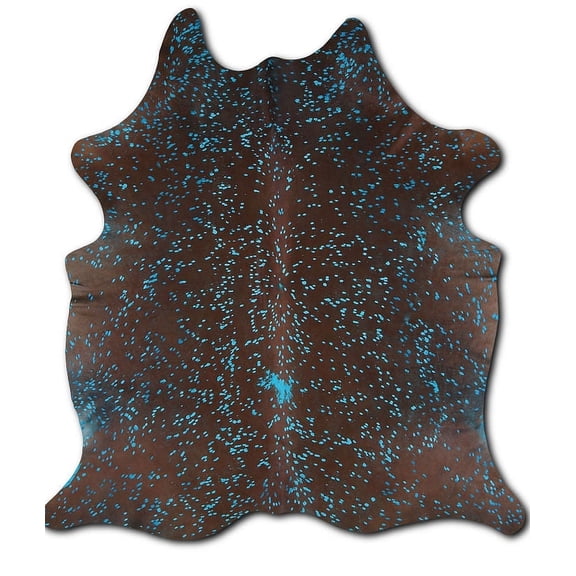 Expand cowhide rugs for sale DYED TURQUOISE ON BROWN rug