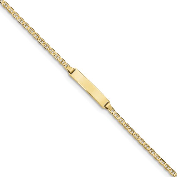 10k Yellow Gold Flat Nautical Anchor Ship Wheel Mariners Link Id Bracelet 7 Inch Fine Jewelry Gifts For Women For Her