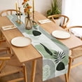 thumbnail image 3 of Table Runner 36 Inches Long for Kitchen Dining, Boho Geometric Dresser Scarf Farmhouse, Dining Table Decorations for Wedding/Parties, Farmhouse Green Abstract Stripes Leaves 13 x 36 In, 3 of 8