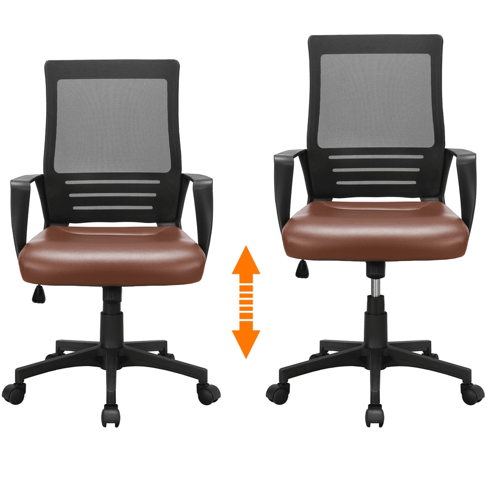 Alden Design Adjustable Midback Ergonomic Mesh Swivel Office Chair with Lumbar Support, Brown Seat