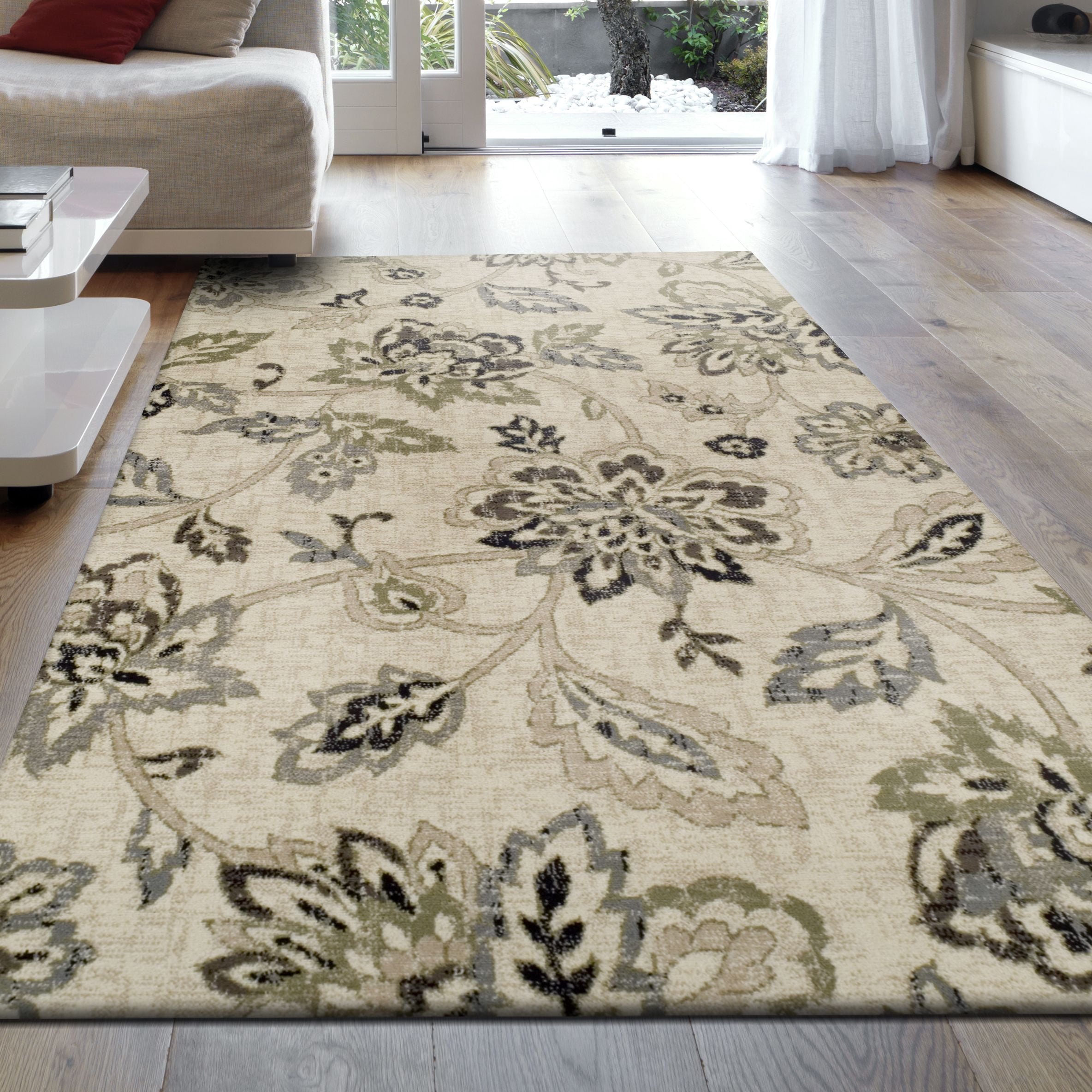Floral Botanical Jacobean Area Rug, 7' x 9', Multi-Colored