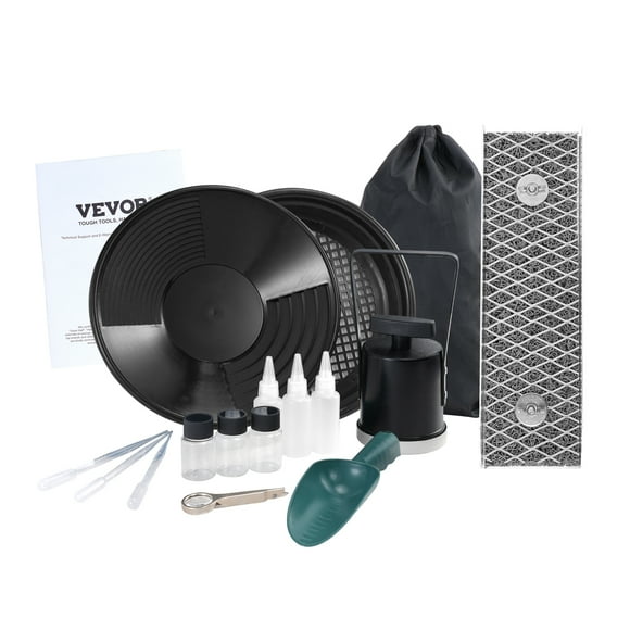 VEVOR Mini Sluice Box Gold Panning Kit, 12" Aluminum Alloy Gold Mining Equipment, 16 PCS Gold Prospecting Kit with Gold Pan, Classifier Screen
