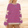 thumbnail image 4 of hotojiny Womens Spring Fashion Sweatshirts Oversized Long Sleeve Striped Pullover Tops Cute Casual Crewneck Shirts, 4 of 7