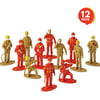 Gold Toy 2.5 Inch Mini Fireman Figurines for Kids - Set of 12 - Free Standing Firefighter Toys Figures - Birthday Party Favors for Boys and Girls, Goody Bag Fillers, Cake Toppers and Decorations