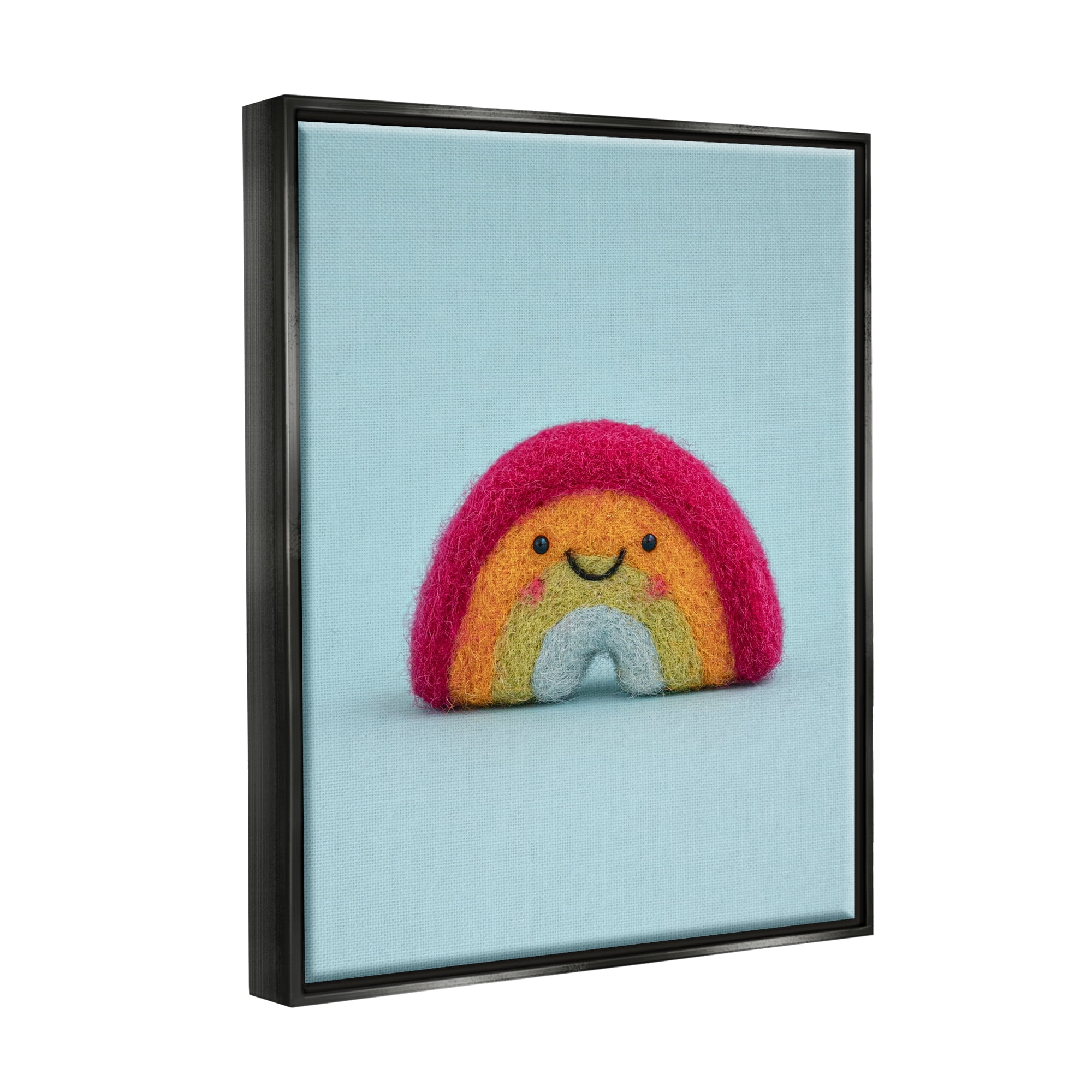 Stupell Happy Smiling Rainbow Blue Background Landscape Photography Black Floater Framed Art Print Wall Art