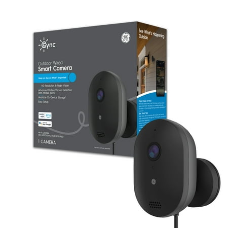 UPC: 0043168541992 | GE CYNC Smart Outdoor Security Camera Wired 2K HD Resolution Weather Resistant Wi-Fi Enabled Works with Alexa and Google Assistant (1 Pack)