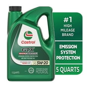 Castrol GTX High Mileage 5W-20 Synthetic Blend Motor Oil, 5 Quarts