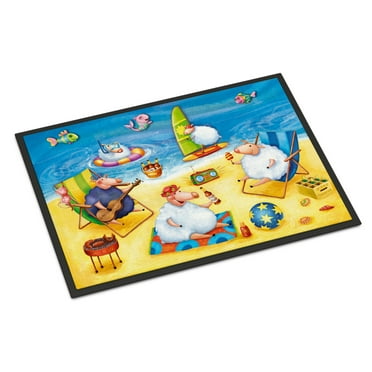 Carolines Treasures APH0081MAT Party Pigs on the Beach Door Mat Indoor Rug or Outdoor Welcome Mat 18x27 Doormat  27"L x