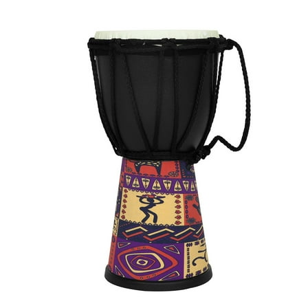African Drum 4 Inch African Djembe Bongos Hand Drum Percussion Musical Instrument Decorations Gift with Colorful Pattern