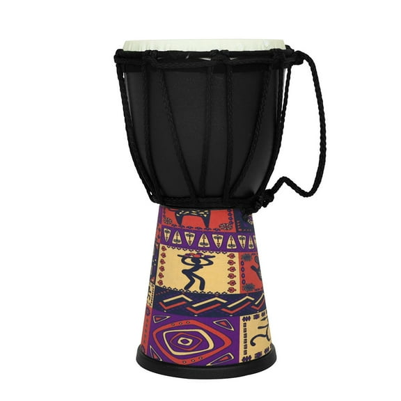 African Drum 4 Inch African Djembe Bongos Hand Drum Percussion Musical Instrument Decorations Gift with Colorful Pattern