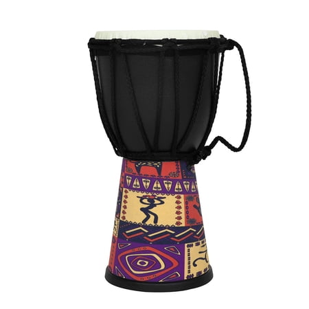 African Drum 4 Inch African Djembe Bongos Hand Drum Percussion Musical Instrument Decorations Gift with Colorful Pattern