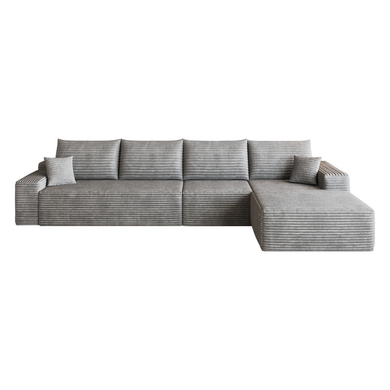 135" Cloud Sectional Sofa with Right Facing Chaise, Modern Modular Deep Seat Couch, Plush Corduroy Upholstered Sofa for Living Room, Bedroom, Apartment, No Assembly Required