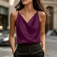 thumbnail image 3 of TGSLY Women's Silk Satin Camisole Silky Soft Cowl Neck Solid Color Shirts Lightweigh Thin Loose Casual Spaghetti Straps Sleeveless Tank Tops L, 3 of 9
